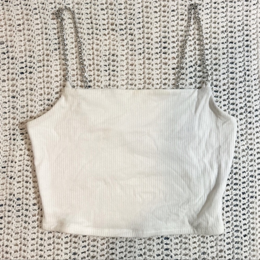 Garage White Tank with Chain Straps